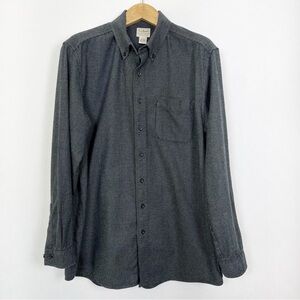 L.L. Bean Men’s Charcoal Gray Flannel Casual Button Down‎ Shirt Size XL Tall